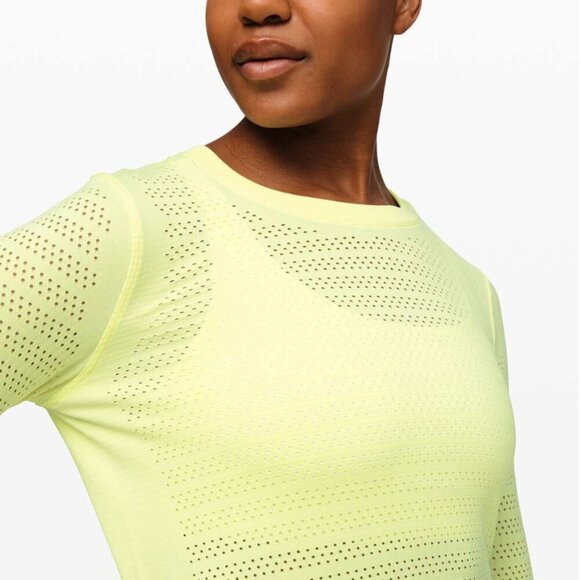 RARE Lululemon Run Relaxed Laser Cut Long Sleeve Neon Green 6 NWOT - Picture 3 of 12